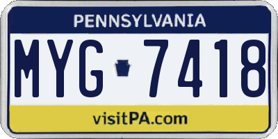 PA license plate MYG7418