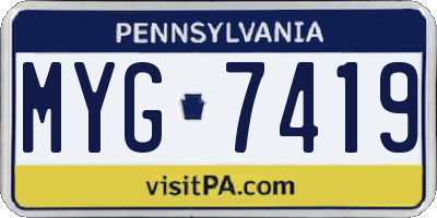 PA license plate MYG7419