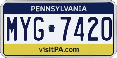 PA license plate MYG7420