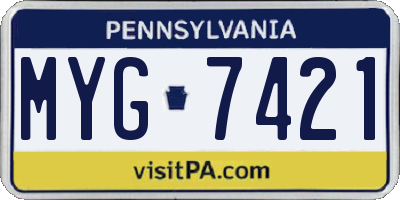 PA license plate MYG7421