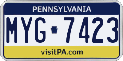 PA license plate MYG7423