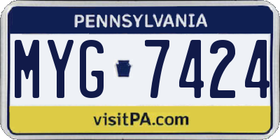 PA license plate MYG7424