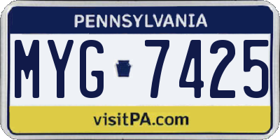 PA license plate MYG7425