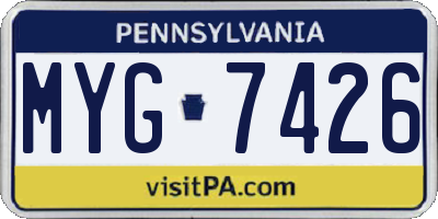 PA license plate MYG7426