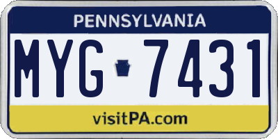 PA license plate MYG7431