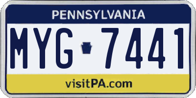 PA license plate MYG7441
