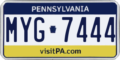 PA license plate MYG7444