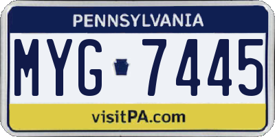 PA license plate MYG7445