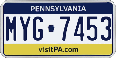 PA license plate MYG7453