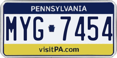 PA license plate MYG7454