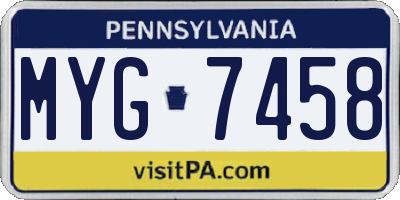 PA license plate MYG7458