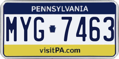 PA license plate MYG7463