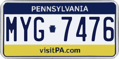 PA license plate MYG7476