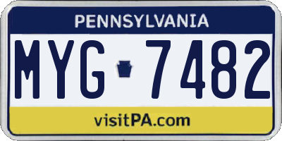 PA license plate MYG7482