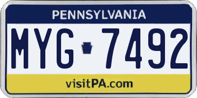 PA license plate MYG7492