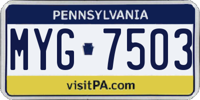 PA license plate MYG7503