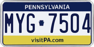 PA license plate MYG7504