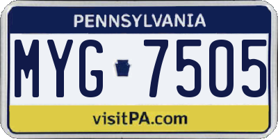 PA license plate MYG7505