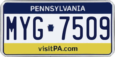 PA license plate MYG7509