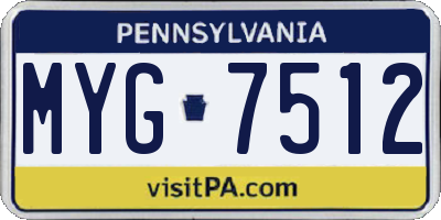PA license plate MYG7512