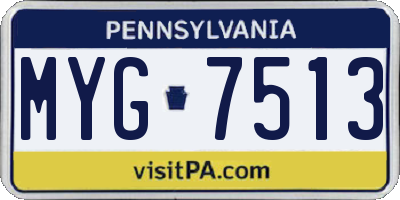 PA license plate MYG7513