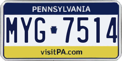 PA license plate MYG7514