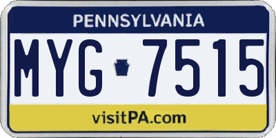 PA license plate MYG7515