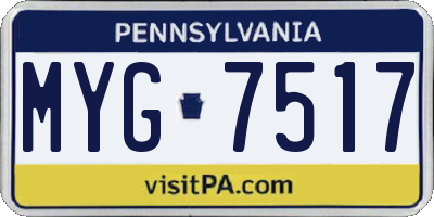 PA license plate MYG7517