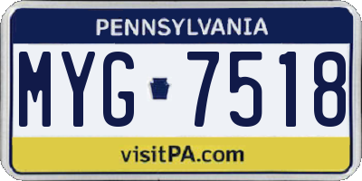 PA license plate MYG7518
