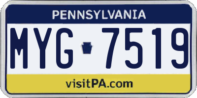 PA license plate MYG7519