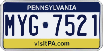 PA license plate MYG7521