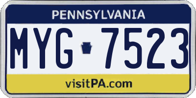 PA license plate MYG7523