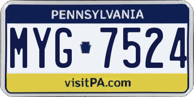 PA license plate MYG7524
