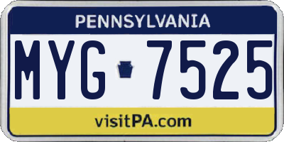 PA license plate MYG7525