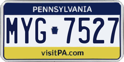 PA license plate MYG7527