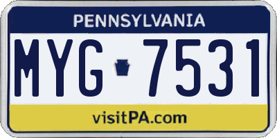 PA license plate MYG7531