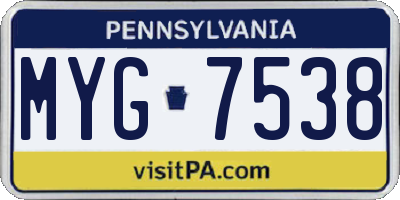PA license plate MYG7538