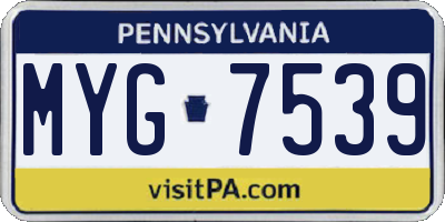 PA license plate MYG7539