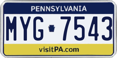 PA license plate MYG7543
