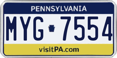 PA license plate MYG7554