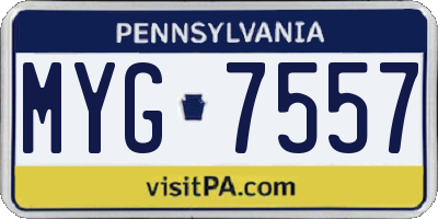PA license plate MYG7557