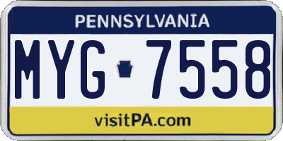 PA license plate MYG7558