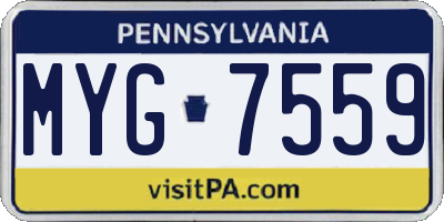 PA license plate MYG7559