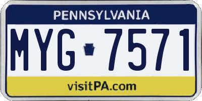 PA license plate MYG7571