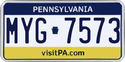 PA license plate MYG7573