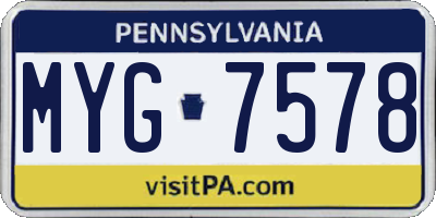 PA license plate MYG7578