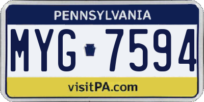 PA license plate MYG7594