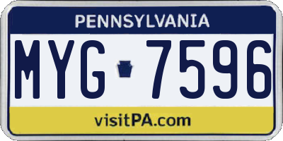 PA license plate MYG7596