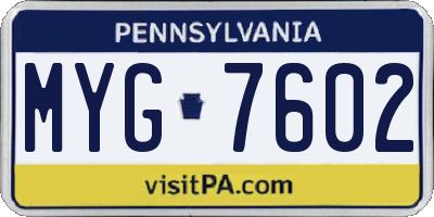 PA license plate MYG7602