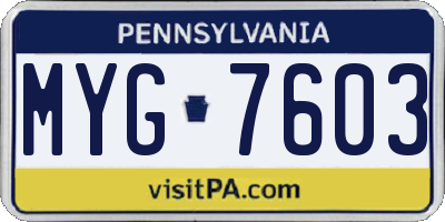 PA license plate MYG7603